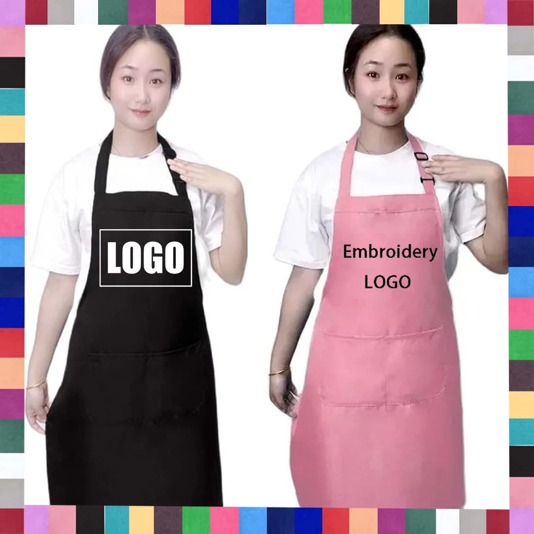 18 색상 여성용 맞춤형 로고 앞치마 남성용 요리사 작업 그릴 레스토랑 바 숍 카페 뷰티 네일 스튜디오 유니폼 얇은 앞치마
