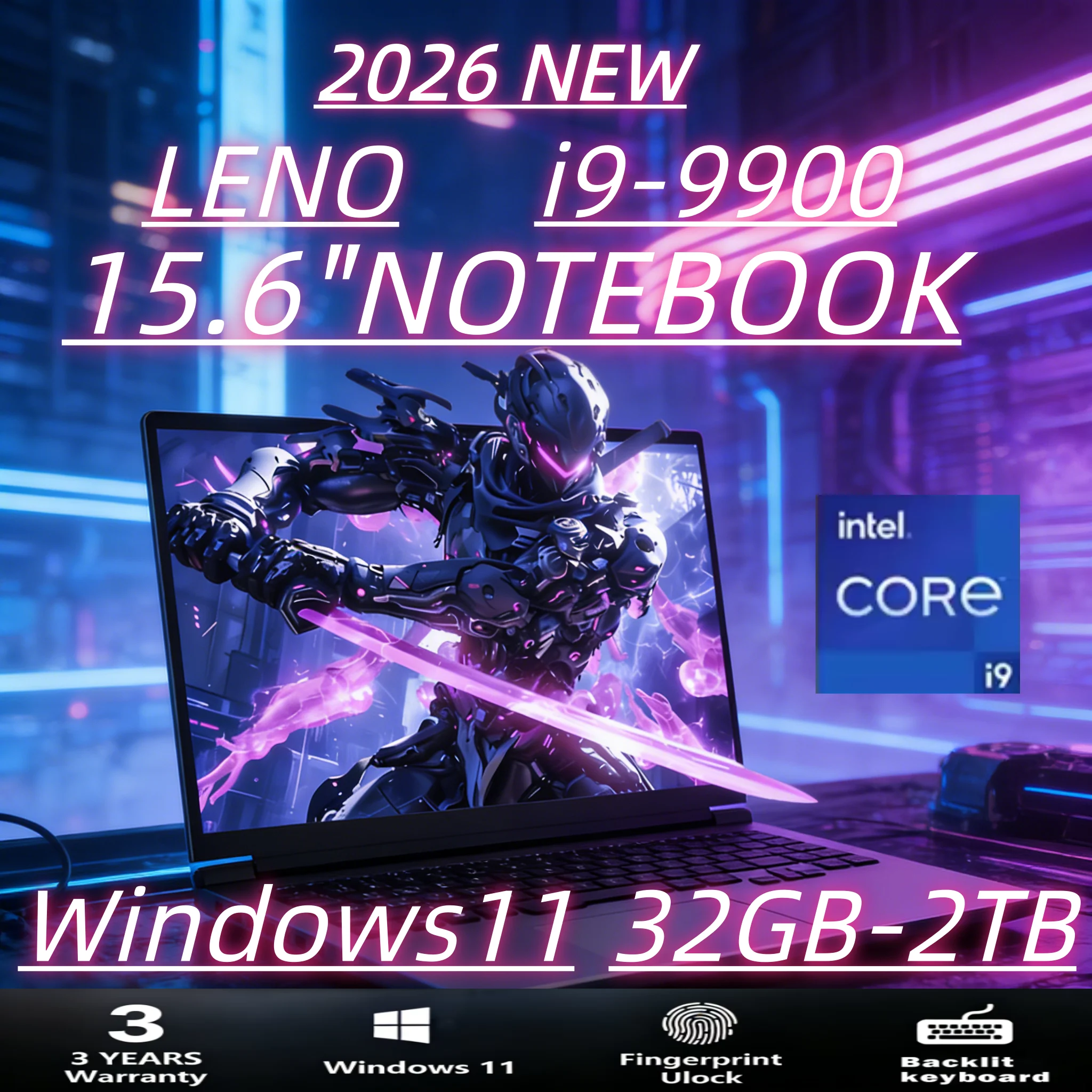 LENO NEW 15.6인치 노트북 인텔 코어 i9-9900 32GB 2TB 윈도우 11 게이밍 컴퓨터 PC 게이머 사무용 울트라 슬림 노트북 1920*1080 HD