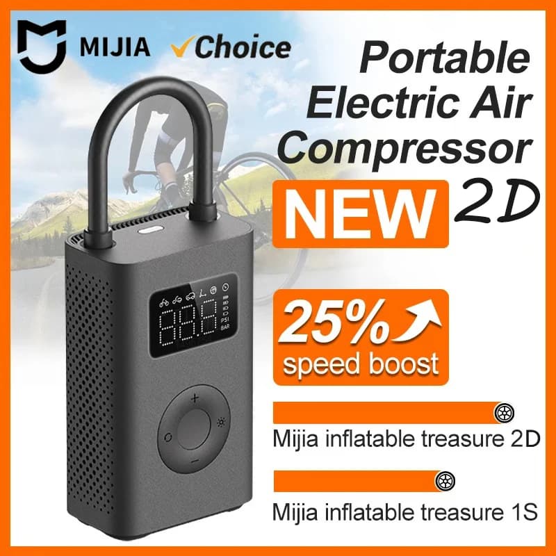 새로운 오리지널 미지아 에어 펌프 2D 25% 속도 증가 휴대용 전기 에어 컴프레서 150PSI 타입-C LED 멀티툴 인플레이터 CN