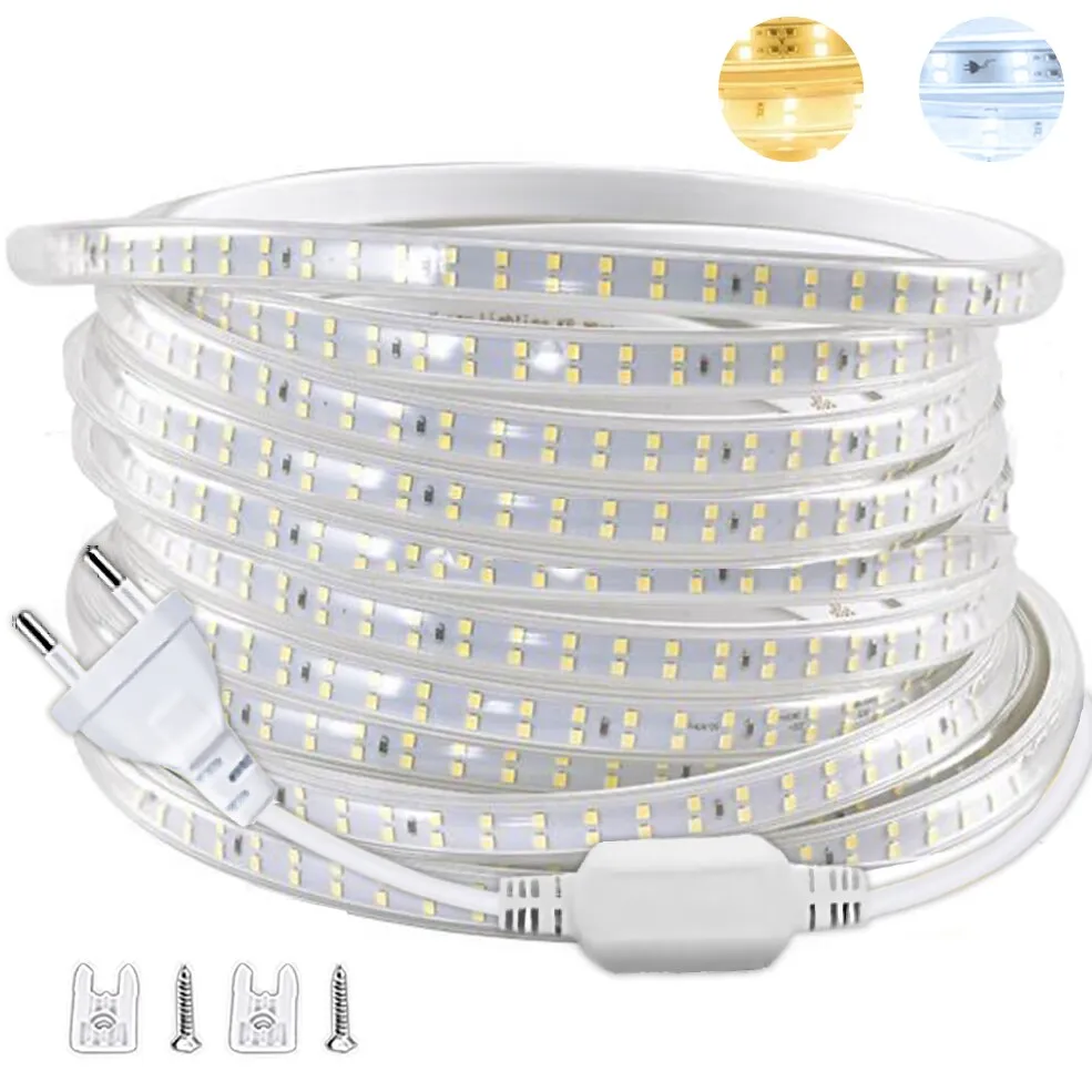 220V Led 스트립 1-30m Eu 플러그 2835 유연한 리본 빛 방수 Led 테이프 홈 부엌 야외 정원 장식 조명