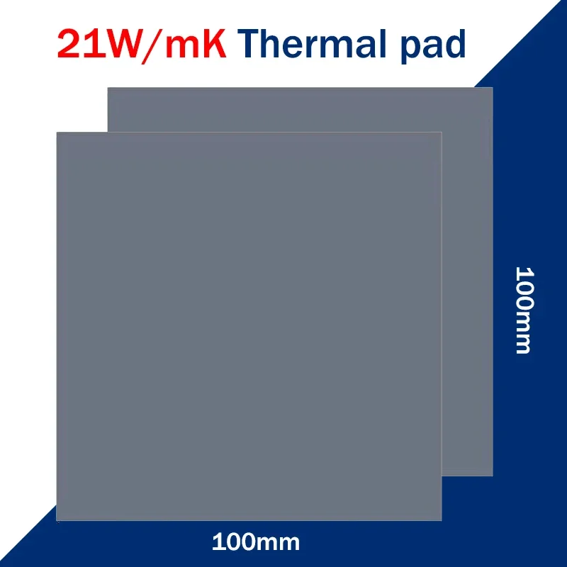 21W/MK GPU CPU 열 패드 방열판 냉각 전도성 실리콘 패드 80x40/100x100mm 고품질 열 패드 단열