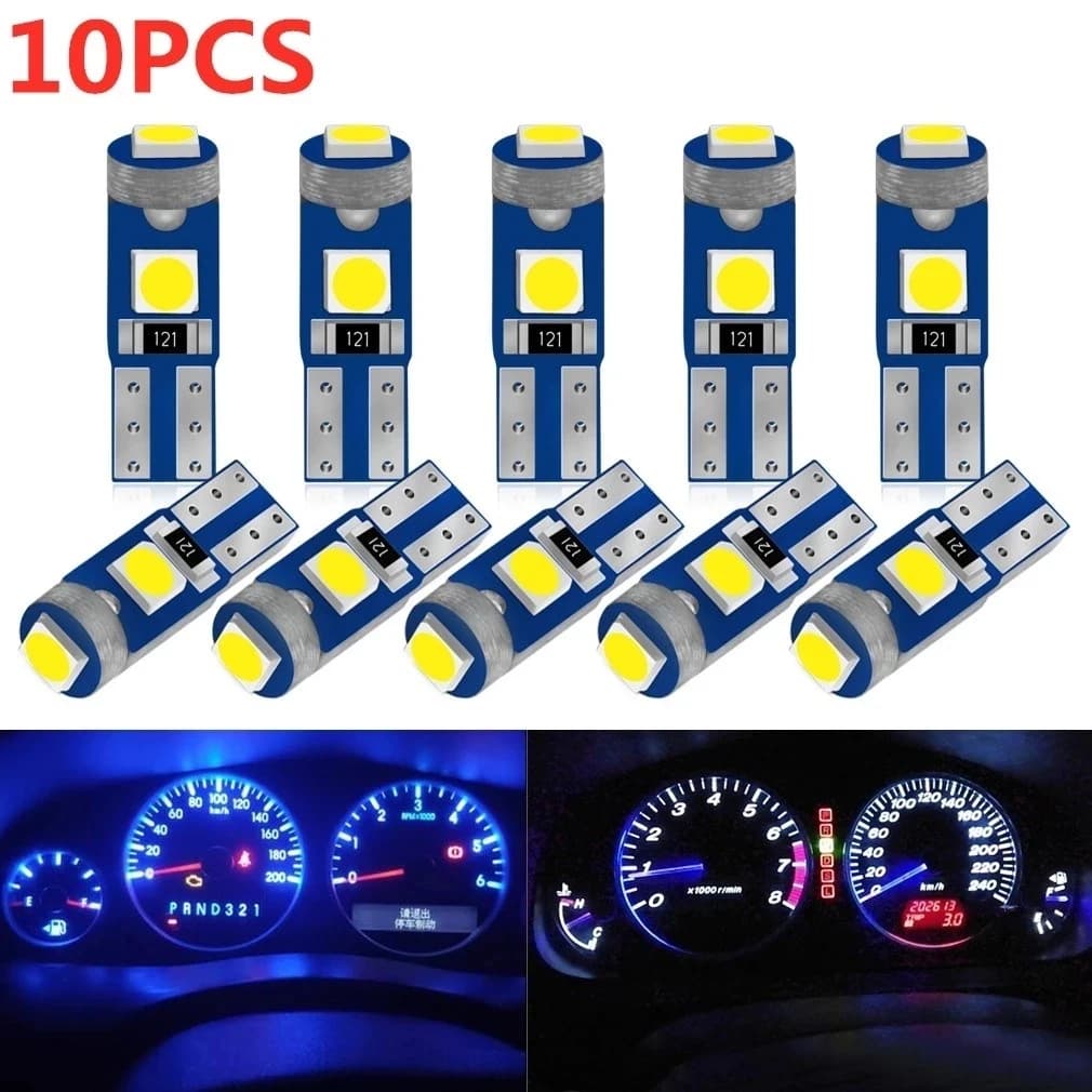 2/10Pcs T5 Led 전구 W3W W1.2W Led Canbus 자동차 인테리어 조명 대시 보드 온난화 표시기 웨지 자동 악기 램프 12V