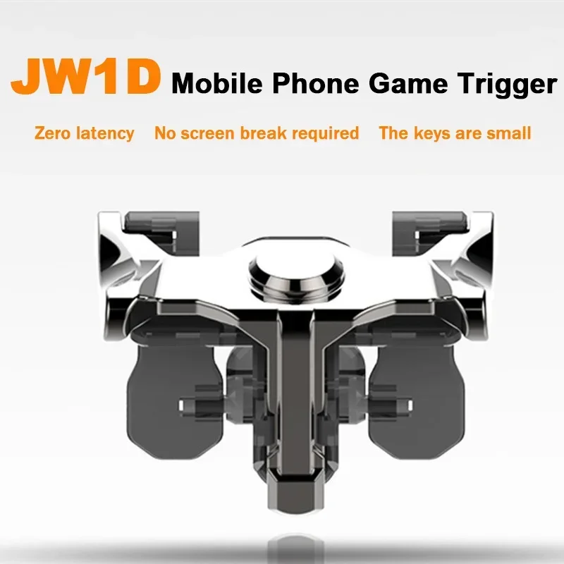 JW1D 휴대 전화 게임 패드 컨트롤러 PUBG Aim Shooter L1R1 용 4 손가락 게임 트리거 IOS Android Universal 용 합금 키 버튼
