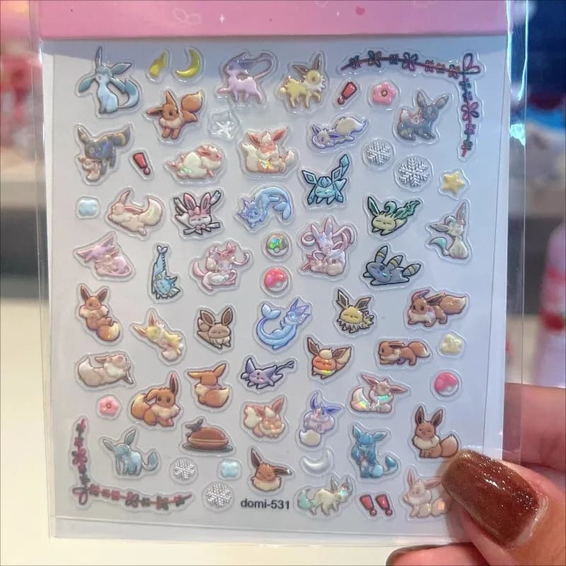 Eeveelution 네일 스티커 포켓몬 애니메이션 주변 장치 귀여운 만화 창의력 절묘한 스티커 새로운 패션 절묘한 Diy 스티커