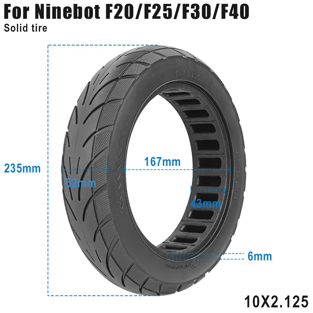 새로운 10*2.125 Ninebot F40 F30 F20 전기 스쿠터 방폭 교체 10 인치 고무 벌집 Trye 용 솔리드 타이어