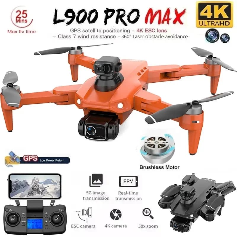 L900 Pro MAX GPS 드론 4K 전문 HD 듀얼 카메라 5G 와이파이 360 ° 장애물 회피 브러시리스 접이식 쿼드콥터 RC 드론 장난감