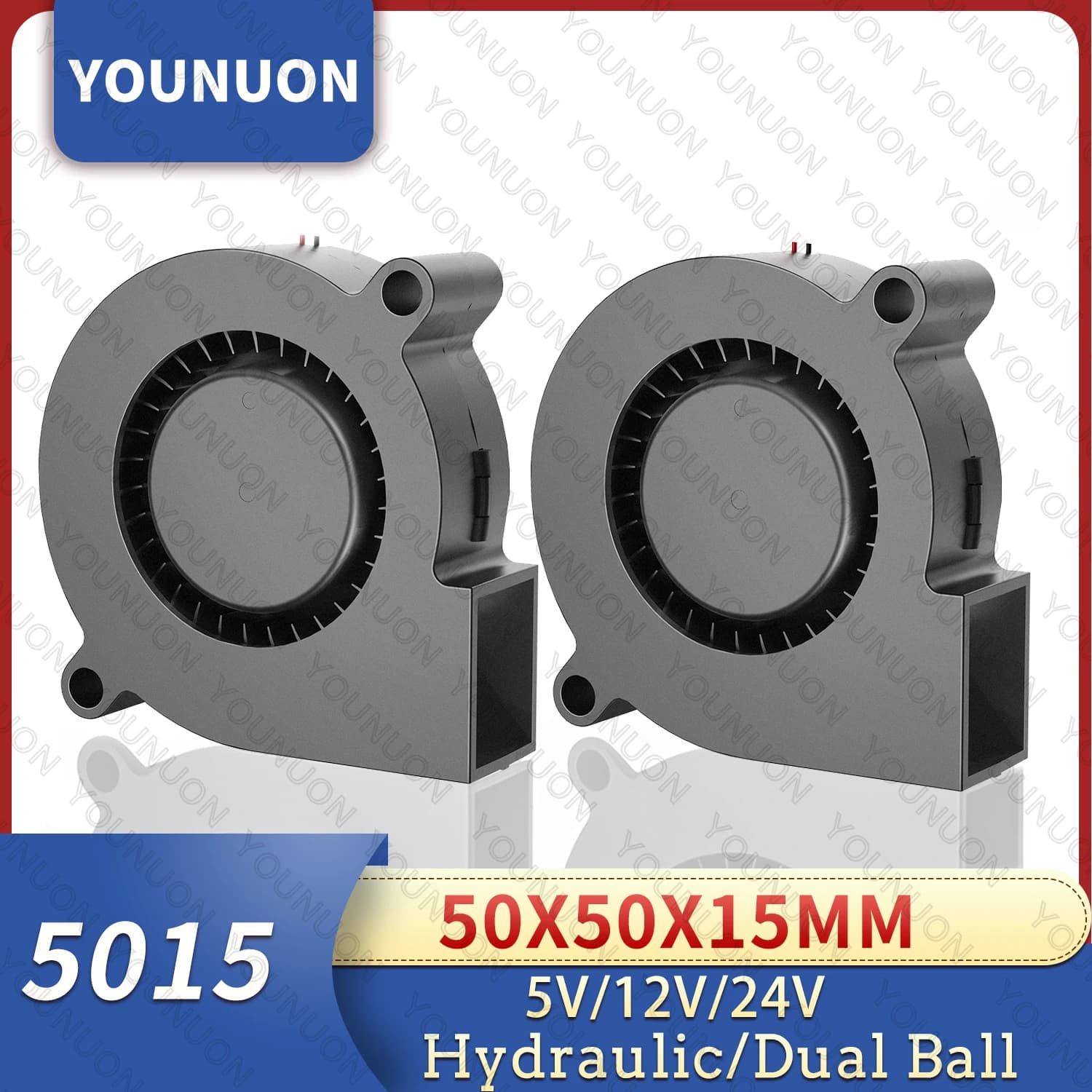 5015 5cm DC 5V 12V 24V 2Pin 듀얼 볼/유압 베어링 브러시리스 냉각 터빈 송풍기 팬 50mm x 15mm 송풍기 냉각기 팬