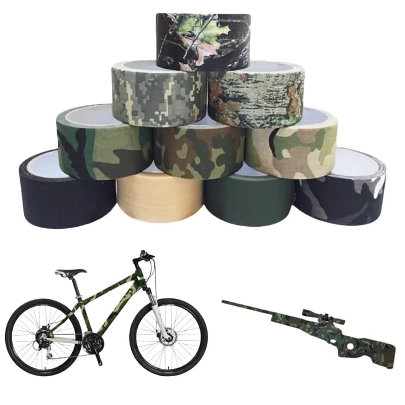 5M/10M 다기능 카모 테이프 자체 접착 위장 사냥 페인트 볼 Airsoft 소총 방수 미끄럼 방지 스텔스 테이프
