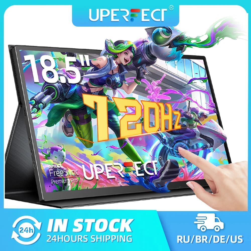 UPERFECT 18.5인치 터치스크린 휴대용 모니터 120Hz FreeSync 게임 디스플레이 익스텐더 USB C HDMI PC 노트북 Huawei 휴대전화 Huawei
