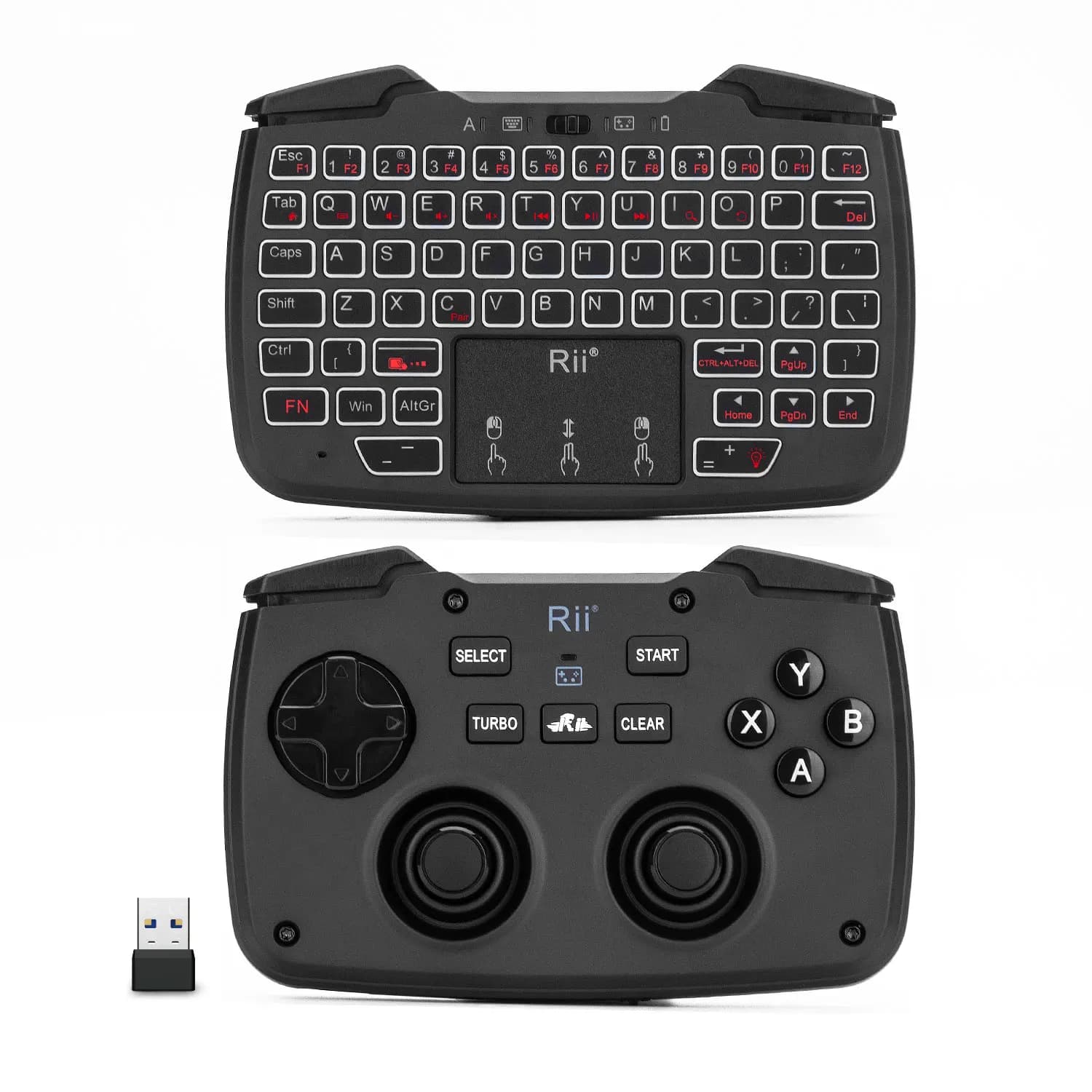 Rii RK707 PC/Raspberry pi2/Android TV Google/TV 용 2.4GHz 무선 휴대용 게임 컨트롤러 키보드 마우스 콤보 터보 기능