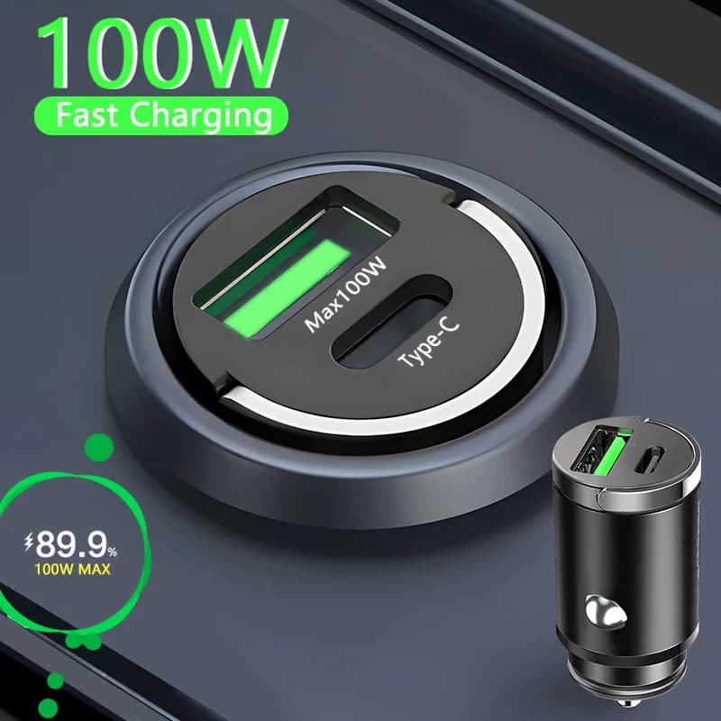 차량용 미니 고속 충전기 라이터, QC3.0 미니 PD USB C타입 충전기, 샤오미 삼성 화웨이, 100W
