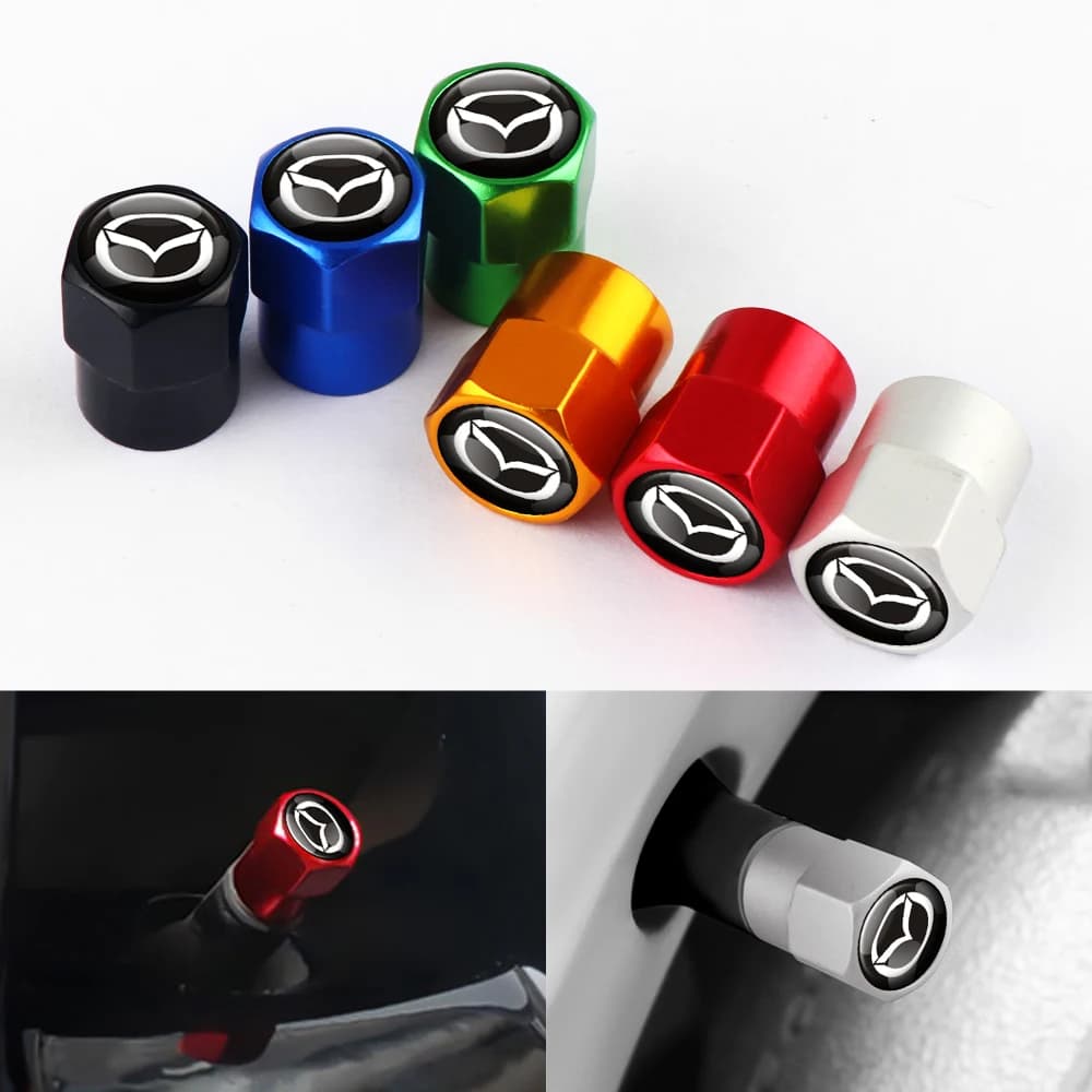 4Pcs 자동차 스타일링 알루미늄 합금 휠 타이어 밸브 커버 캡 Mazda CX-3 Bk CX-5 MS 속도 5 6 2 3 CX30 MX-5 용 자동차 액세서리