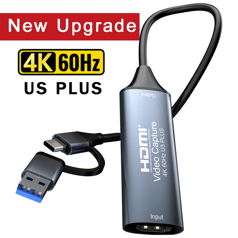 4K 60Hz HDMI 비디오 캡처 USB 3.0 HDMI 오디오 비디오 Mjpeg 캡처 카드 2160P HDMI 게임 그래버 레코더 (PS5 라이브 PC Xbox OBS용)