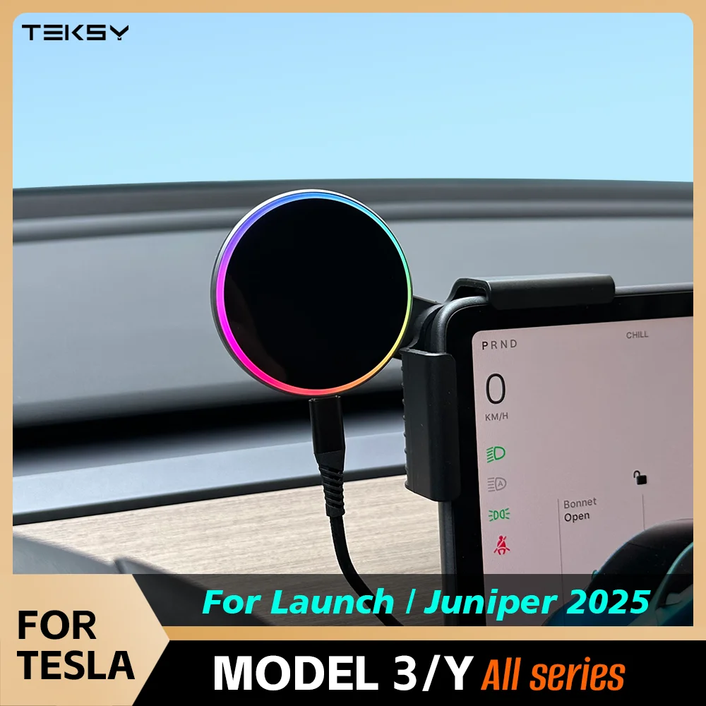 차량용 핸드폰 거치대 15W 및 25W Qi2.2 마그네틱 무선 충전기, 테슬라 모델 Y 3 JUNIPER 2026용 MagSafe 호환