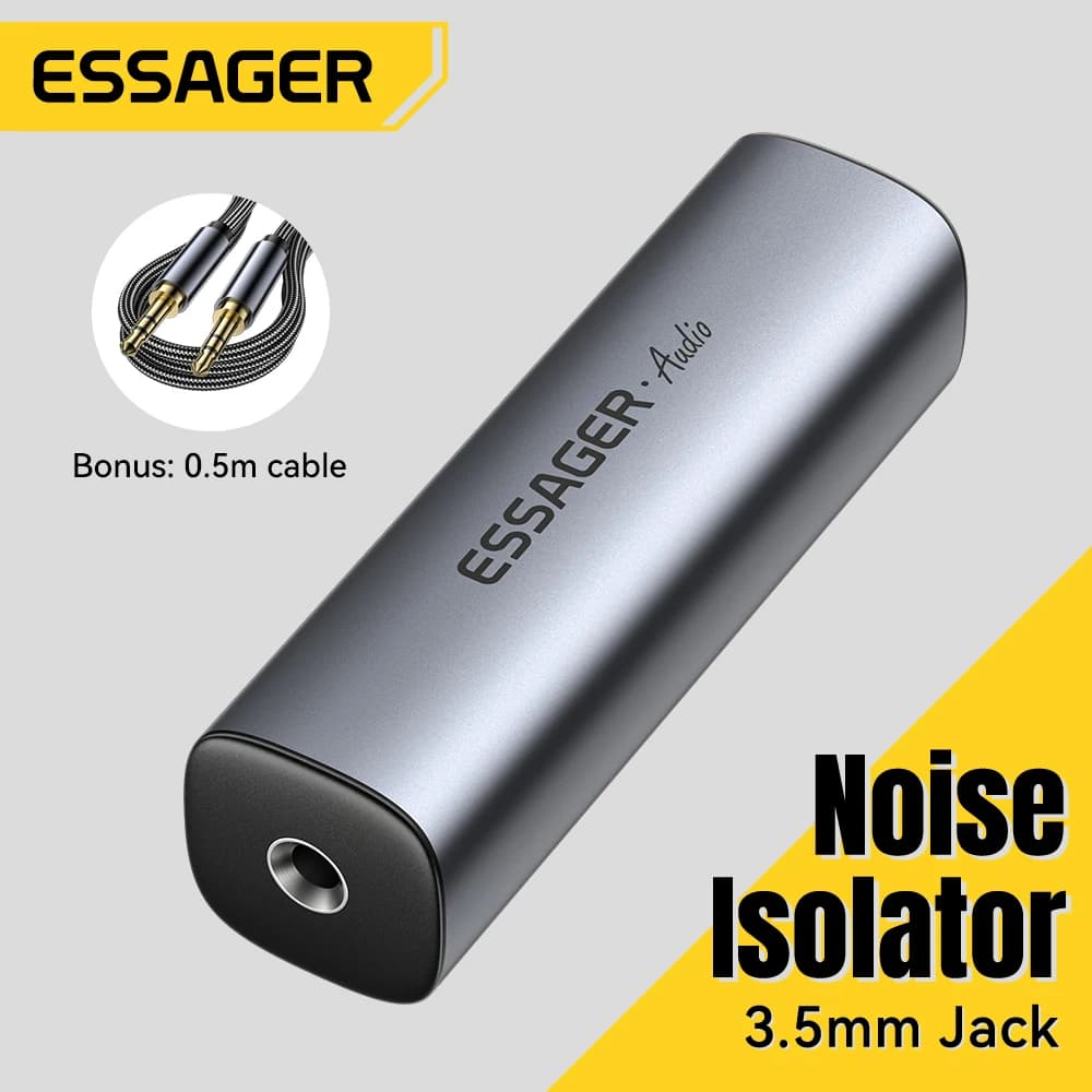 Essager 3.5mm Aux 오디오 잡음 필터 간섭 방지 접지 루프 잡음 Lsolator는 자동차 오디오 시스템 홈 스테레오를 제거합니다.