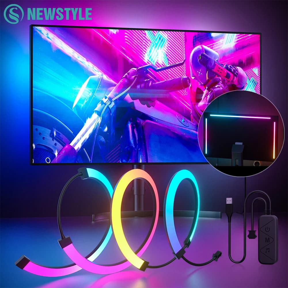 RGB 게임 조명 스트립 모니터 백라이트 LED 디스플레이 동기화 PC 분위기 화면 APP 음악 동기화 장식 게임 룸 파티