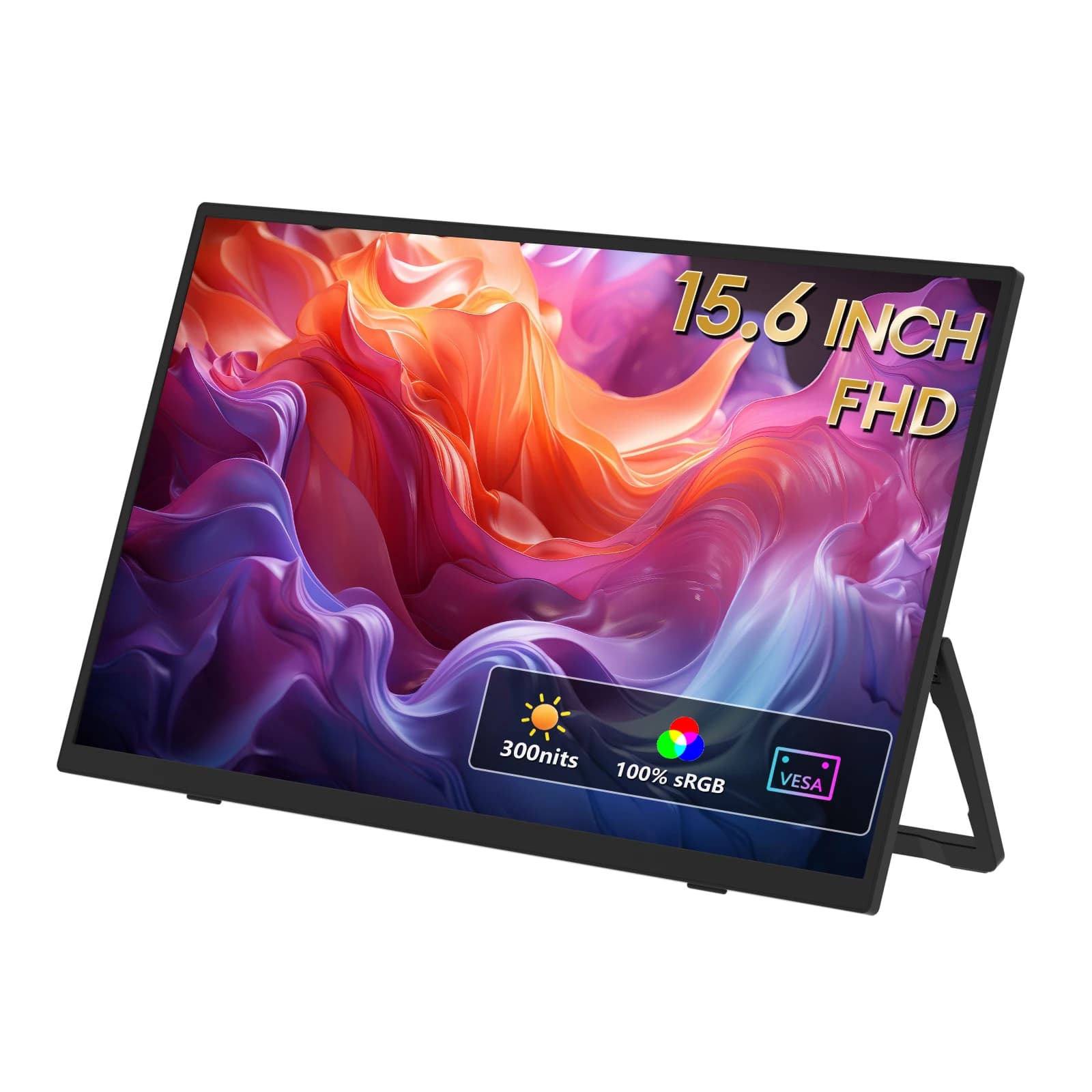 ZEUSLAP 15.6" FHD 100%sRGB 300Nits 초박형 후면 스탠드 디자인 휴대폰 게임용 노트북용 휴대용 모니터