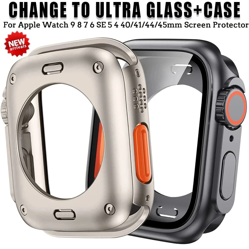 애플워치 45mm 44mm 40 41 42 46mm PC 전면 후면 범퍼 케이스 iwatch 11 10 9 8 7 SE 6 울트라 스타일 스크린 보호 커버