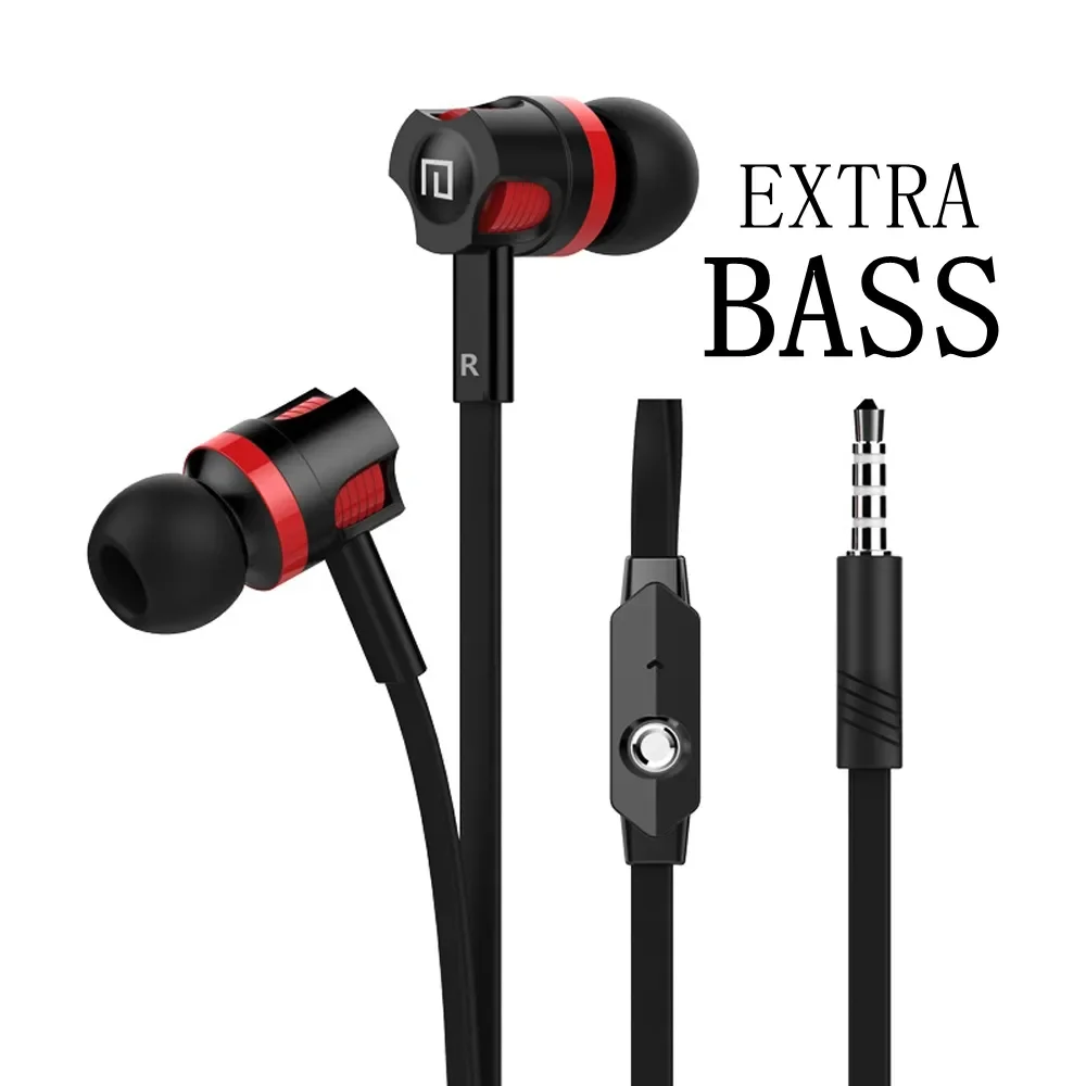 엑스트라 베이스 헤드폰 유선 이어폰 3.5mm 마이크 내장 스포츠 헤드셋 삼성용