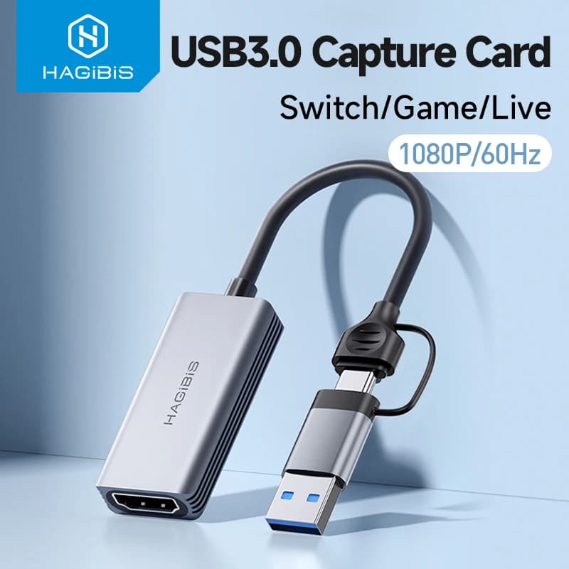 Hagibis USB 3.0 비디오 캡처 카드 HDMI 호환 USB/Type-c 게임 그래버 레코드 ms2130 스위치 Xbox PS4/5 라이브 방송