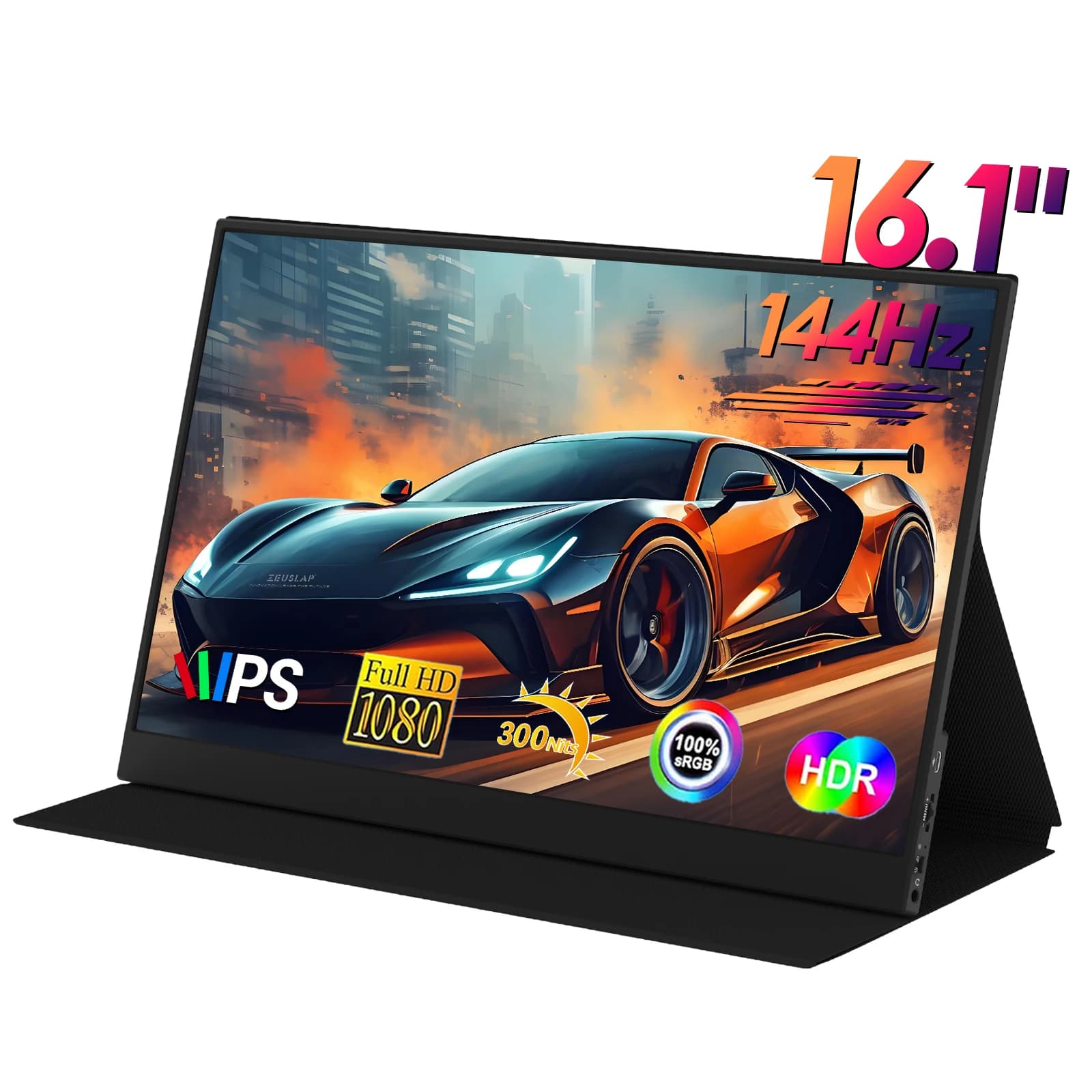 ZEUSLAP 16.1인치 144Hz 100%sRGB 초슬림 게이밍 휴대용 모니터 (휴대폰, 닌텐도 스위치, 노트북, PC용 보조 확장 화면)