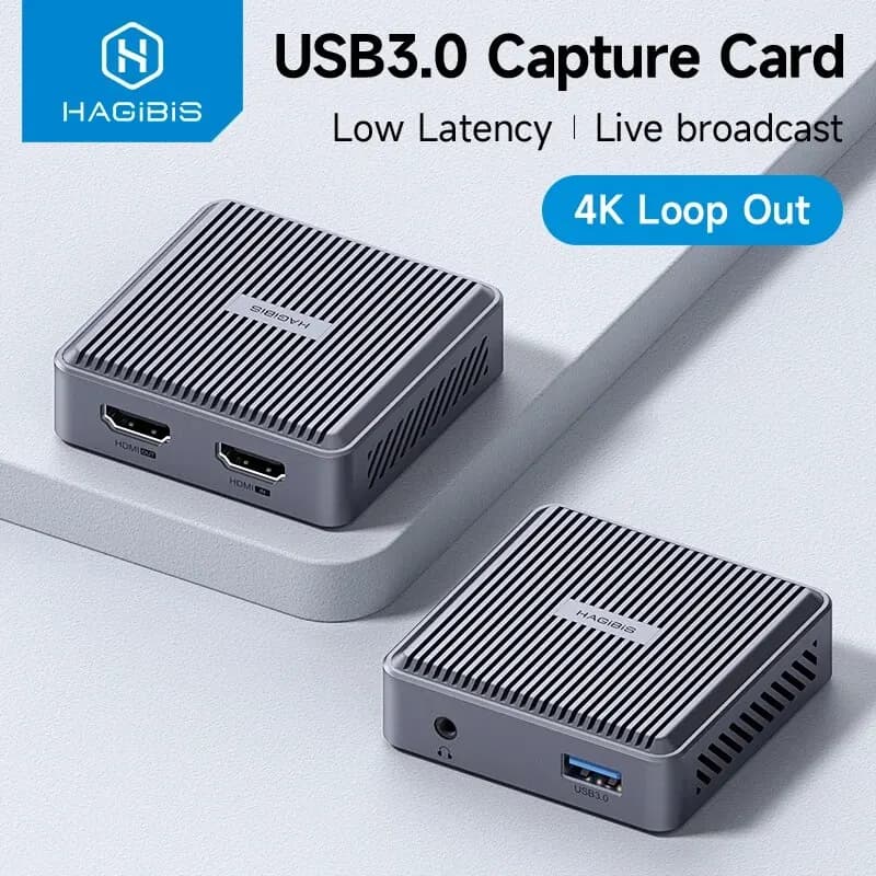 Hagibis 4K HDMI 호환 비디오 캡처 카드 게임 녹화용 루프 아웃 PS4/5 스위치용 라이브 스트리밍 1080P Grabber MS2131