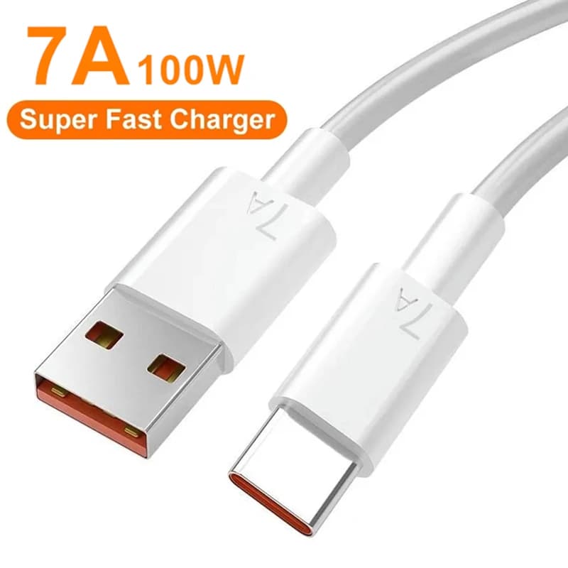 USB C타입 초고속 충전 케이블, 화웨이 P50 P40 고속 충전 데이터 코드, 샤오미 레드미 POCO OPPO 리얼미 원플러스, 7A, 100W