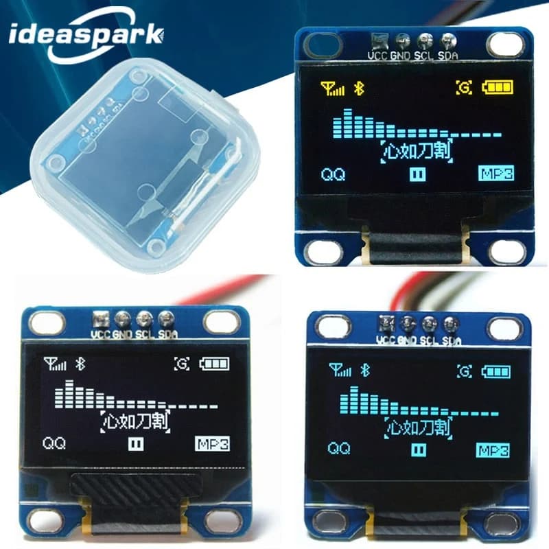 0.96 인치 OLED 디스플레이 모듈 SSD1306 I2C IIC SPI 직렬 128X64 LCD Arduino 용 4 핀 YellowBlue WhiteBlue (핀 헤더 납땜)