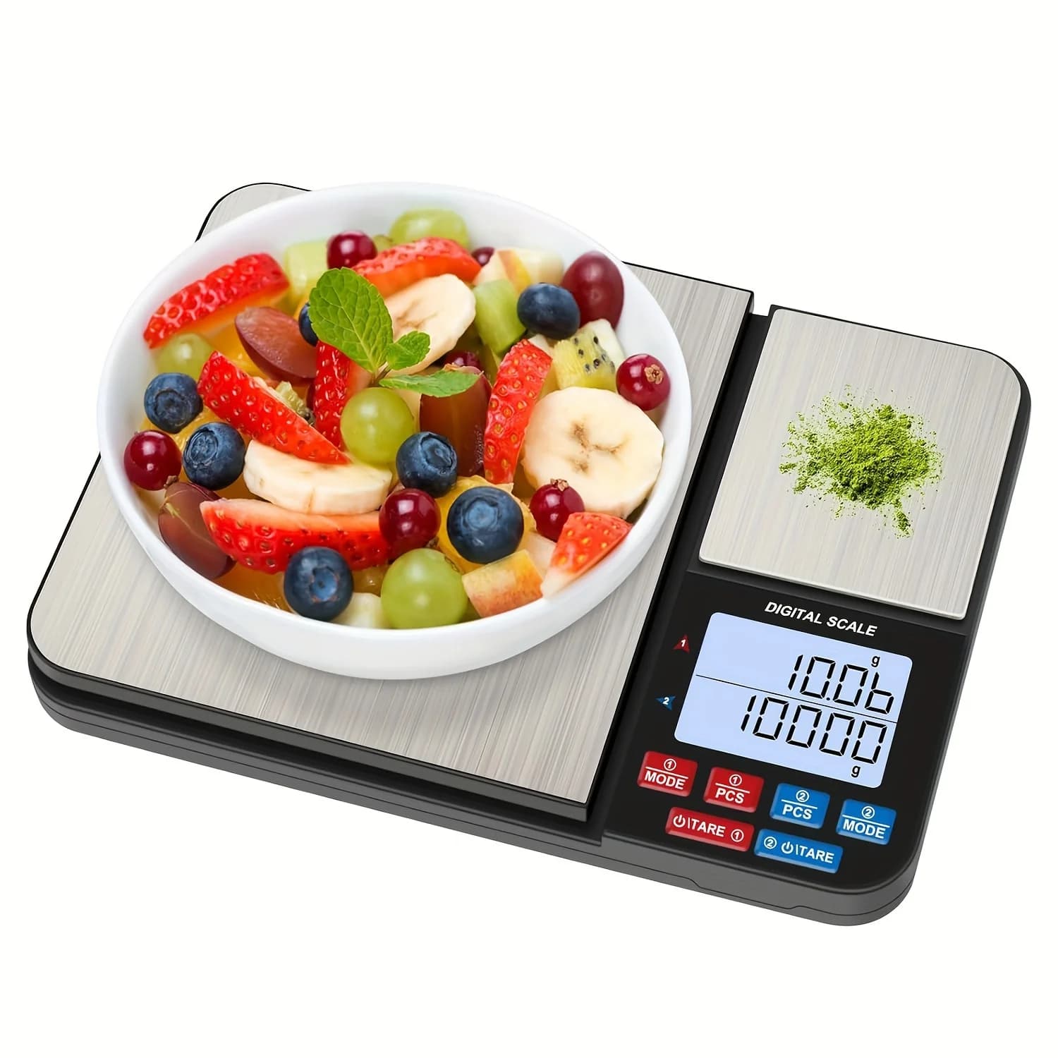 1개 대형 듀얼 플랫폼 디지털 주방 저울, 2가지 정확도 0.01g/0.001oz 및 0.1g/0.01oz, 최대 용량 5kg/11lb
