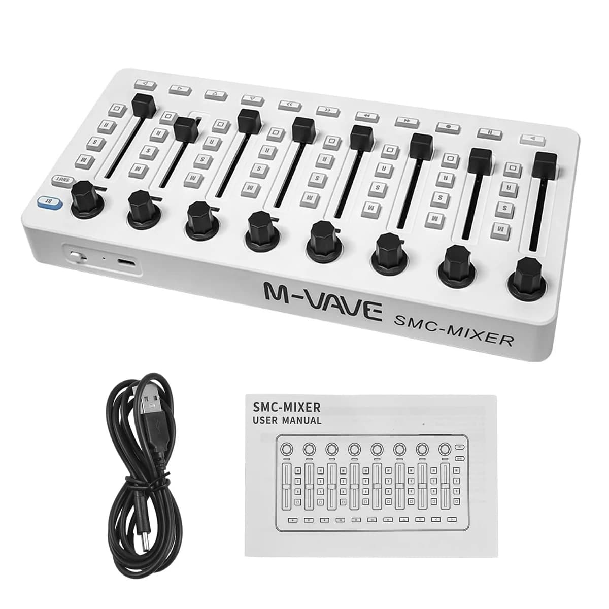 M-VAVE SMC-믹서 무선 MIDI 컨트롤러, 버튼 43개, 페이더 8개, 노브 8개, Ableton/FL Studio/Cubase용 휴대용 DAW 컨트롤러