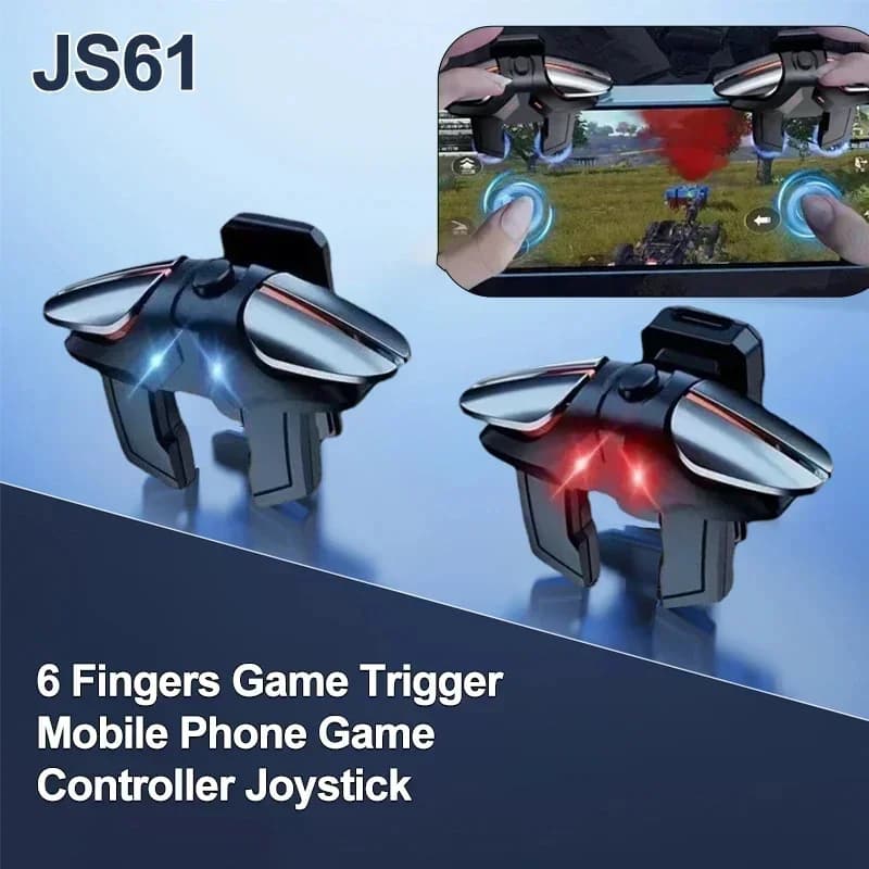 JS61 6 손가락 휴대 전화 게임 트리거 L1 R1 화재 조준 슈터 버튼 IOS 안드로이드 PUBG 게임 액세서리 용 게임 패드 조이스틱