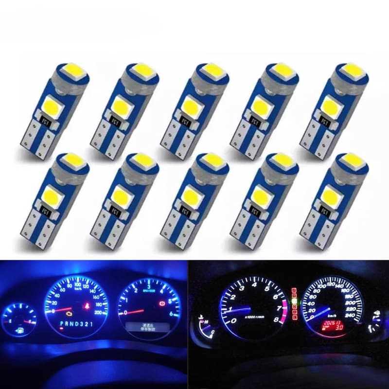 10Pcs T5 Led 전구 W3W W1.2W Led Canbus 자동차 인테리어 조명 대시 보드 다채로운 표시기 웨지 자동 악기 램프 12V