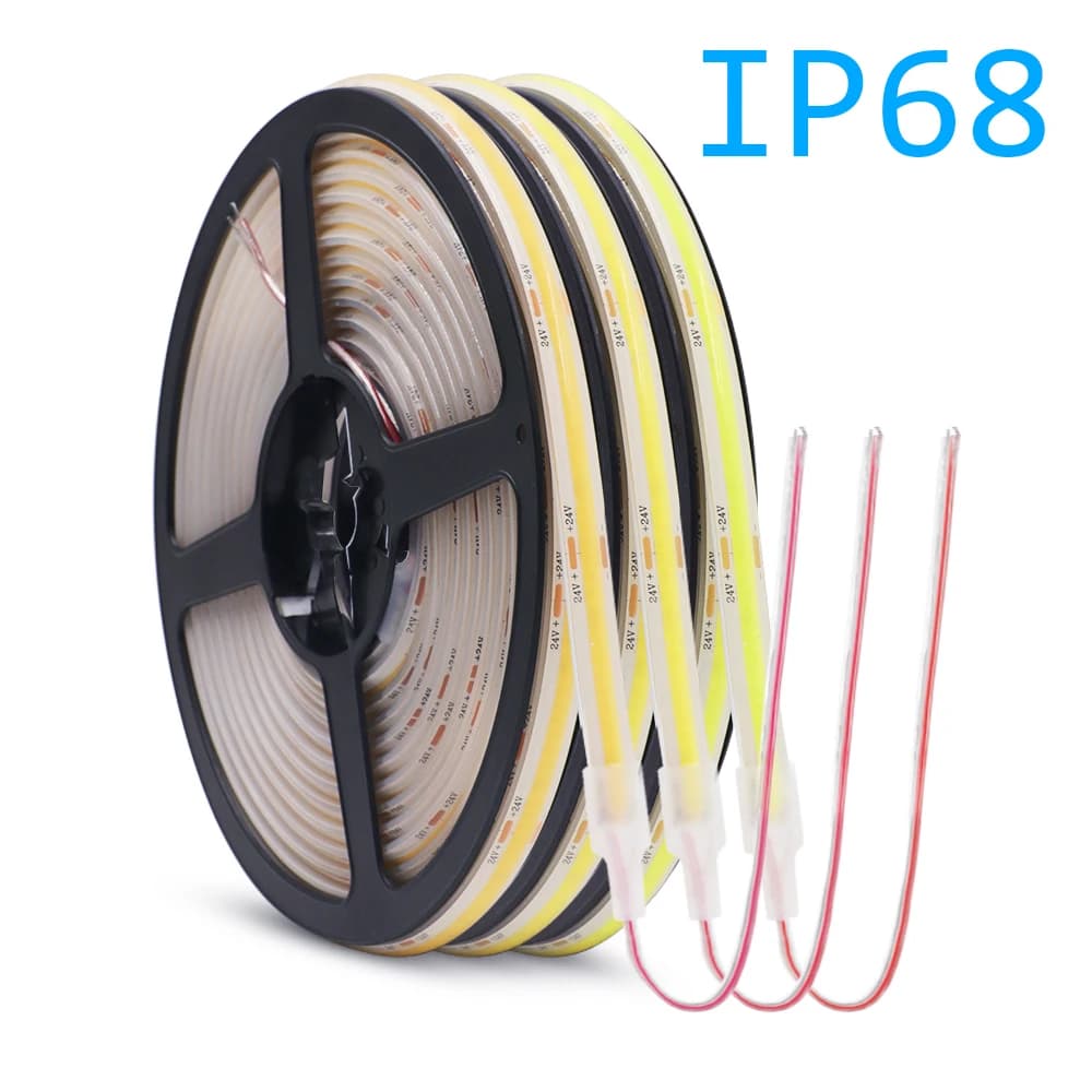 12V 24V COB LED 스트립 빛 IP68 IP67 방수 유연한 Led 램프 320LED 5m 10m 15m 0.5m 1m 고밀도 밝은 라이너 조명