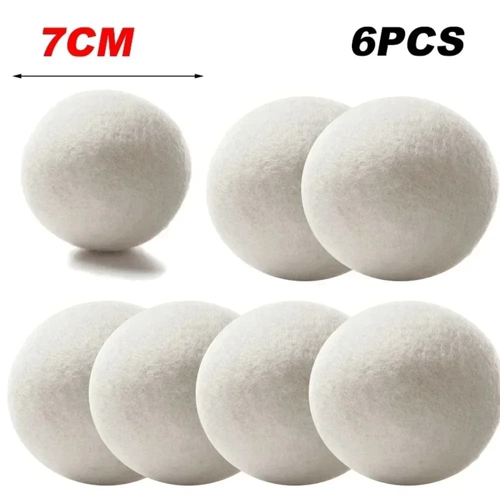 6Pcs 양모 건조기 공 재사용 가능한 연화제 세탁 7cm 세탁 공 홈 세탁 공 양모 건조기 공 세탁기 액세서리