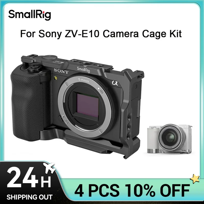 SmallRig-소니 ZVE10 카메라 케이지 실리콘 케이지 핸들 내장 Arca 퀵 릴리스 플레이트, 소니 ZVE10 3538 용 리그 키트