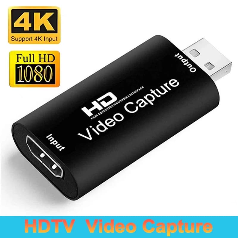 USB 2.0 비디오 캡처 카드 HD 4K to 1080p HDMI 호환 게임 그래버 레코더 (PC, PS4, DVD 카메라 녹화, 라이브 스트리밍 지원)