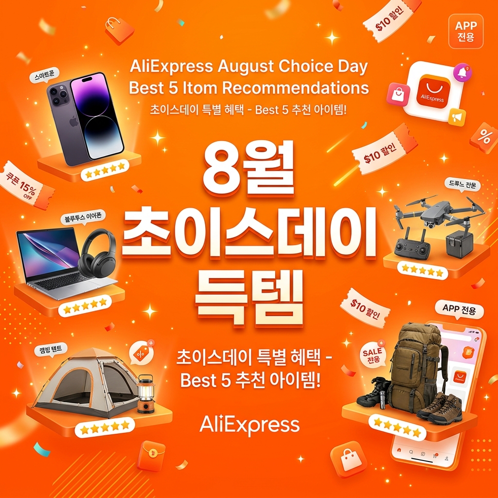 2026년 8월 알리익스프레스 초이스데이 추천 득템 아이템 BEST 5 & 8월 할인코드 총정리