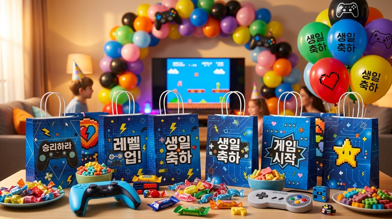 생일파티 답례품 완벽 세팅! 비디오 게임 테마 선물 종이 가방 솔직 리뷰
