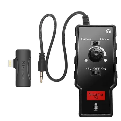Nicama V2 XLR 암-3.5mm 마이크/기타 어댑터, iPhone 용 마이크 프리 앰프 삼성 스마트 폰 iPad 노트북 DSLR 카메라