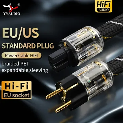 YYAUDIO 하이 엔드 구리 AC 전원 케이블 hifi 오디오 미국/EU 전원 코드 P-029/P-029E 전원 플러그 커넥터가있는 순수 구리 전원 케이블