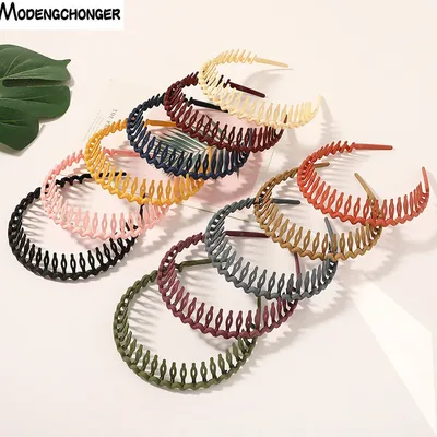 패션 간단한 머리 장식 솔리드 컬러 수지 헤어 빗 Hairbands 여성용 머리띠 헤어 후프 베젤 치아 헤어 액세서리