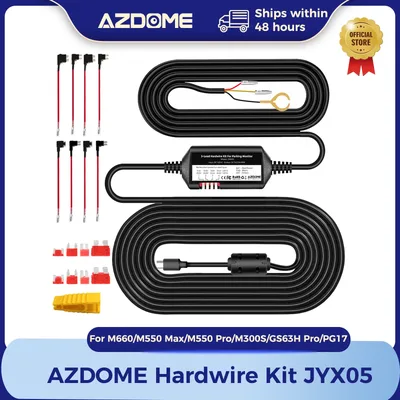 AZDOME JYX05 차량용 블랙박스 녹화 하드와이어 키트 (M660/M550 Max/M300S/GS63H Pro용) 저전압 보호 타입-C 포트 12V-24V 입력 5V 2.5A 출력
