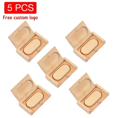JASTER 5 개/몫 USB 플래시 드라이브 나무 상자 펜 드라이브 나무 USB2.0 무료 사용자 정의 로고 32GB 64GB 메모리 스틱 선물 4GB 8GB 16GB