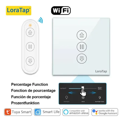 LoraTap 7세대 Tuya 블라인드 커튼 스위치(원격 제어 백분율 포함) Google Home Alexa Smart Life로 작동