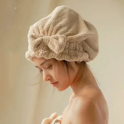 빠른 머리 건조 목욕 타올 스파 Bowknot 랩 수건 모자 욕실 액세서리 여성을위한 두꺼운 보닛 디자이너 샤워 캡
