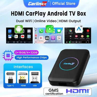 2026 칼린킷 HDMI 안드로이드 AI 박스 무선 카플레이 안드로이드 오토 유튜브 넷플릭스 IPTV 5 IN 1 WIFI 5GHZ USB A 플러그 앤 플레이
