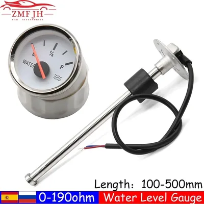 수위 게이지 수위 센서 52mm 수위 측정기 표시기 (적색광 포함) 100-500mm 0-190 Ohm 센서 12V24V 맞춤형
