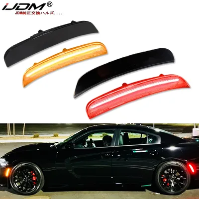 IJDM 앰버/레드 전면/후면 범퍼 2015-up Dodge Charger 용 풀 LED 사이드 마커 라이트 키트, OEM 사이드 마커 램프 12V 교체
