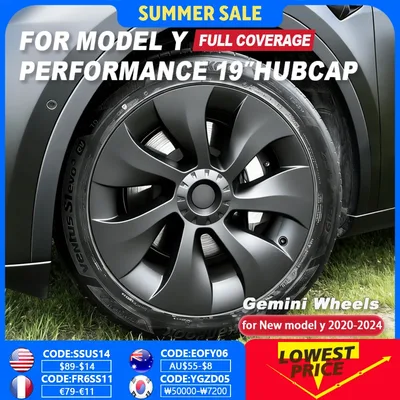 테슬라 모델 Y 19 인치 휠 캡 자동차 Hubcap 전체 커버 Accessorie 2023 2024 용 4PCS 휠 커버 성능 교체