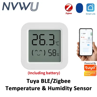 Tuya Zigbee 온도 습도 센서 냉장고 센서 미니 LCD 디지털 디스플레이 Bluetooth 호환 온도계 습도계